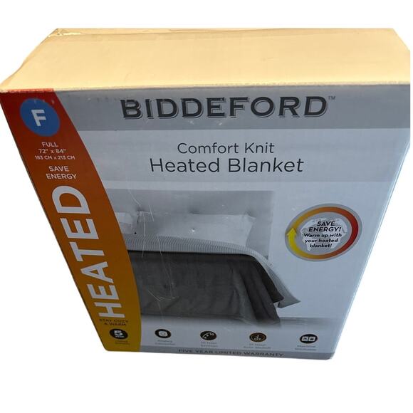 Biddeford Blankets Comfort Knit Heated Electric Blanket Gray Full Size New Soft - Picture 3 of 3
